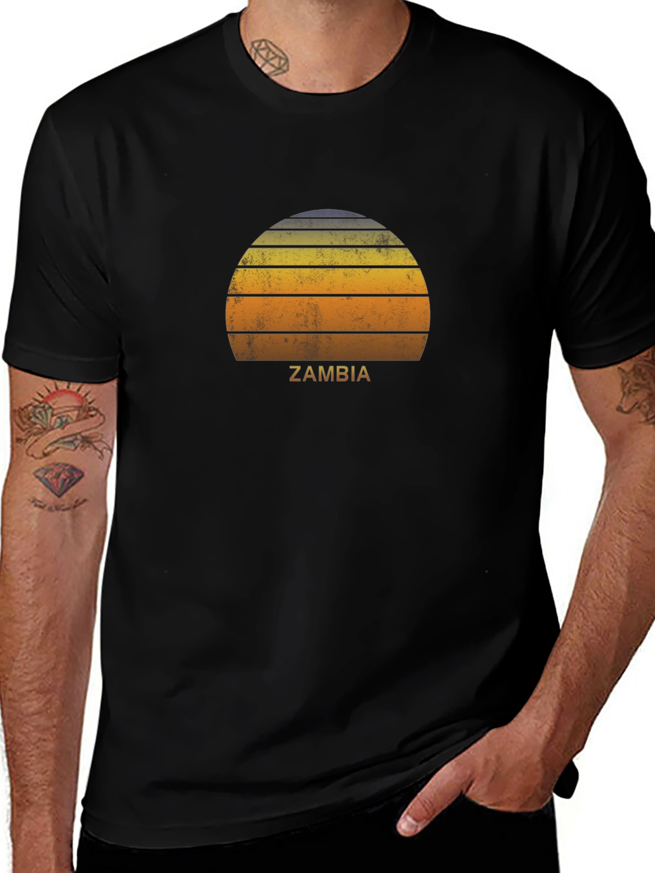 Zambia Sunset Graphic T-Shirt Retro Style