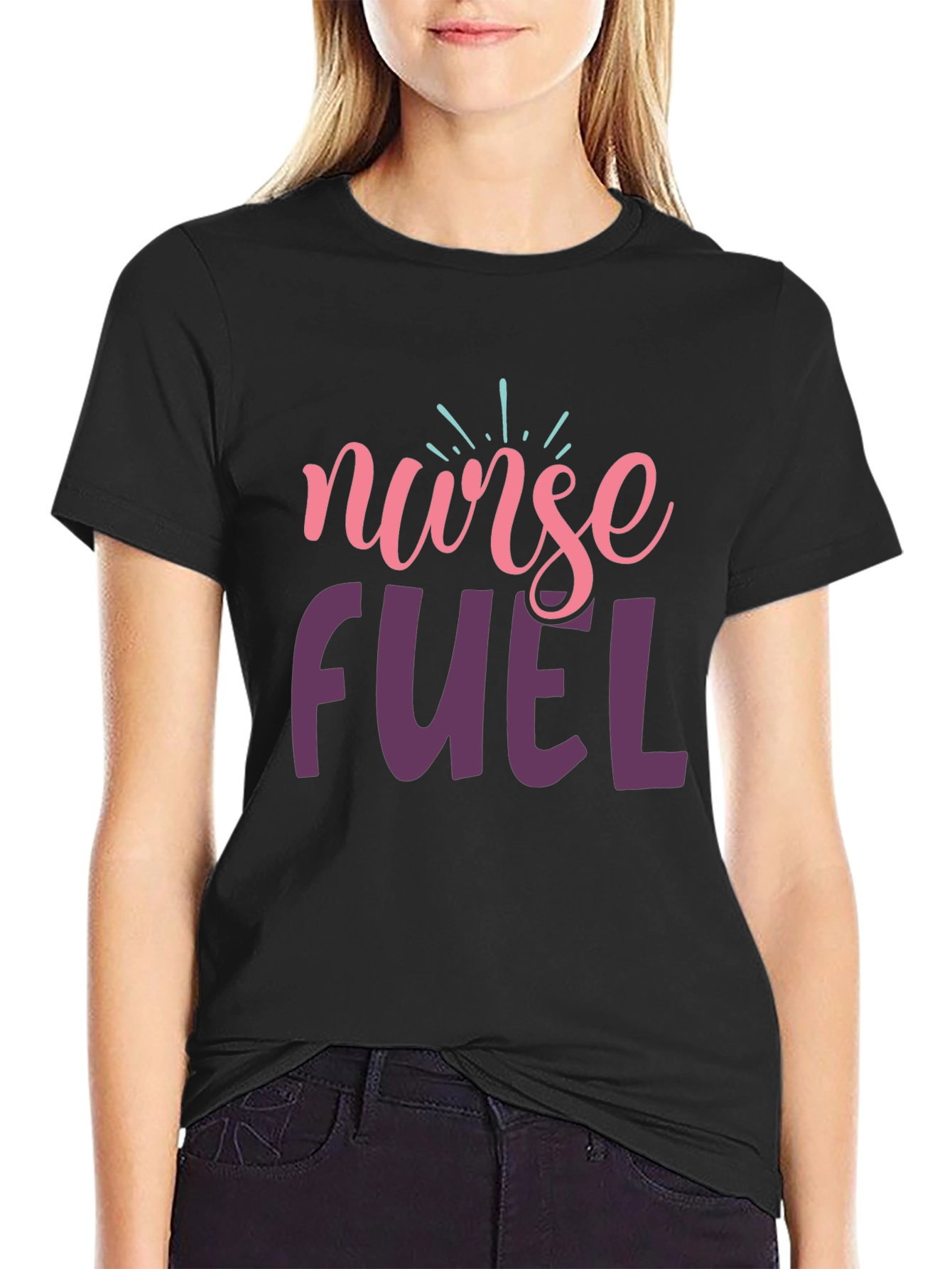 Nurse Fuel Graphic Tee - Black Cotton T-Shirt