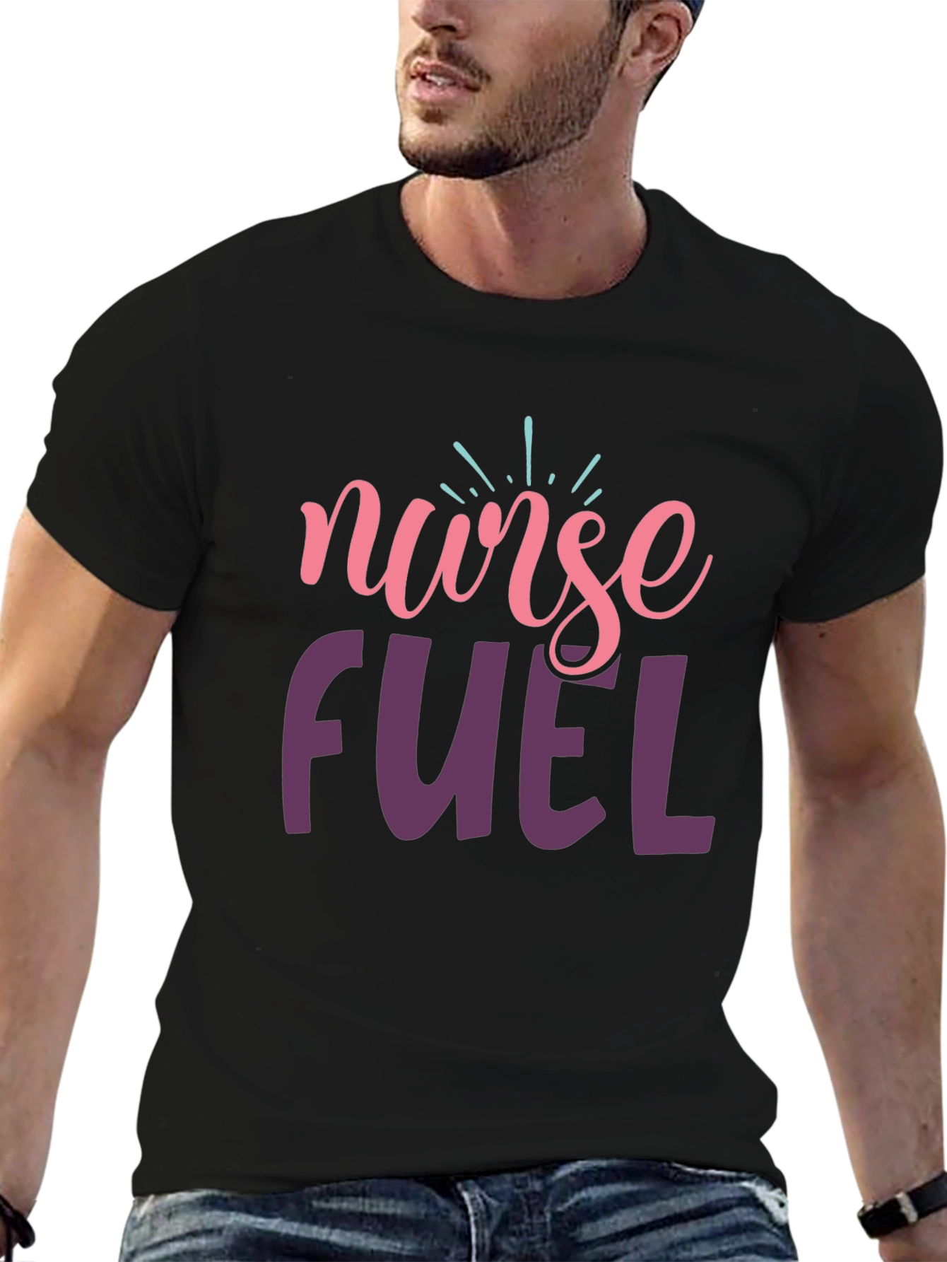 Nurse Fuel Graphic Tee - Black Cotton T-Shirt