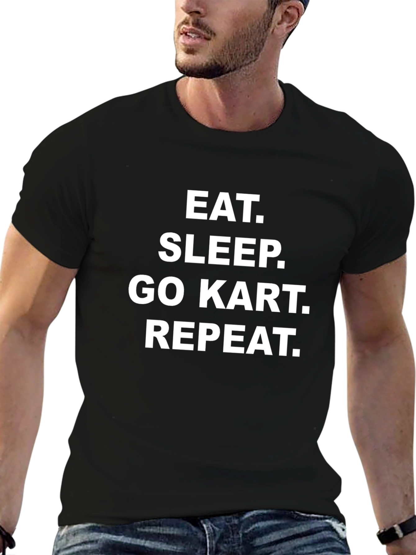 Eat Sleep Go Kart Repeat Black T-Shirt