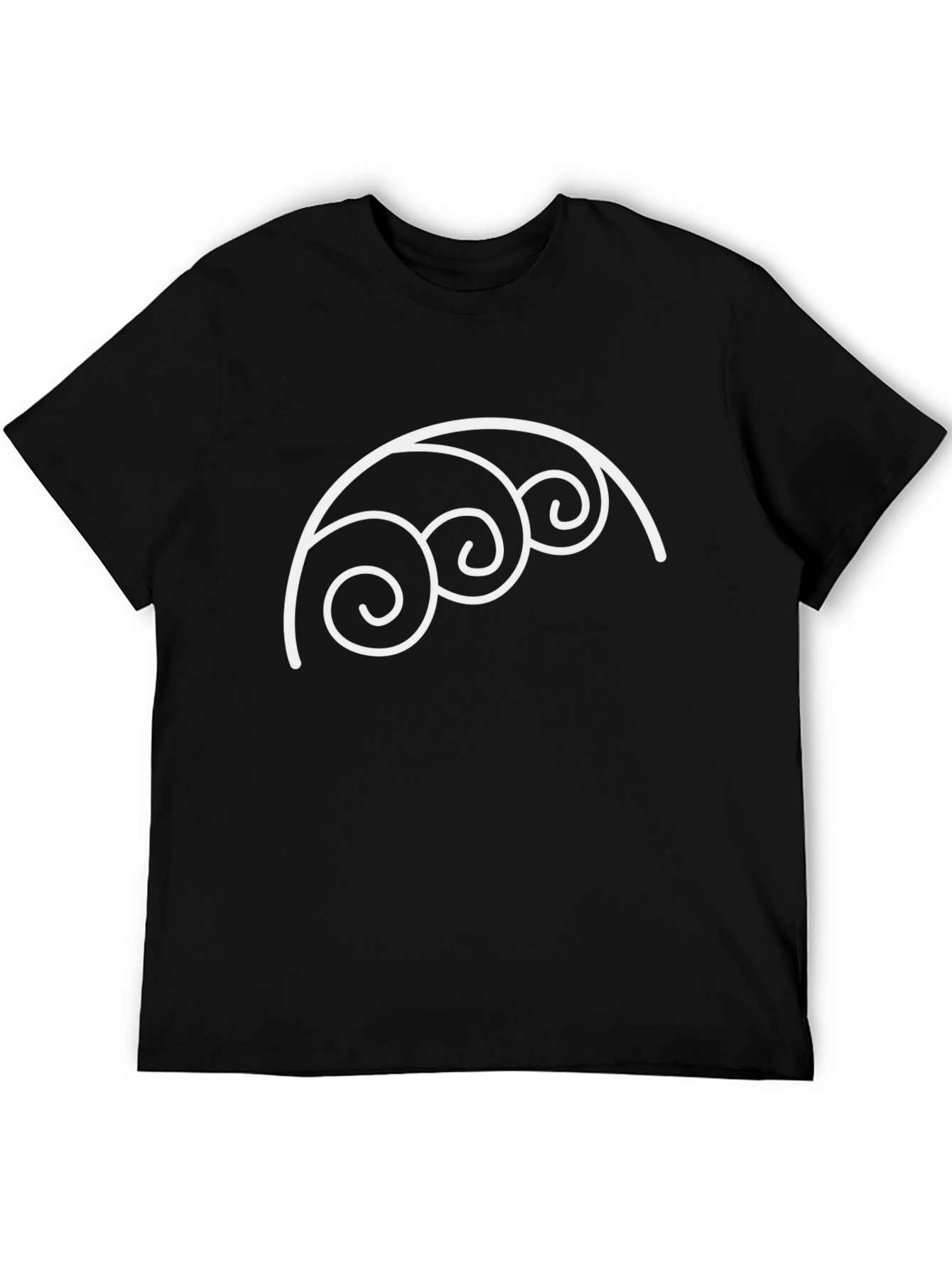 Minimalist Wave Design Black T-Shirt