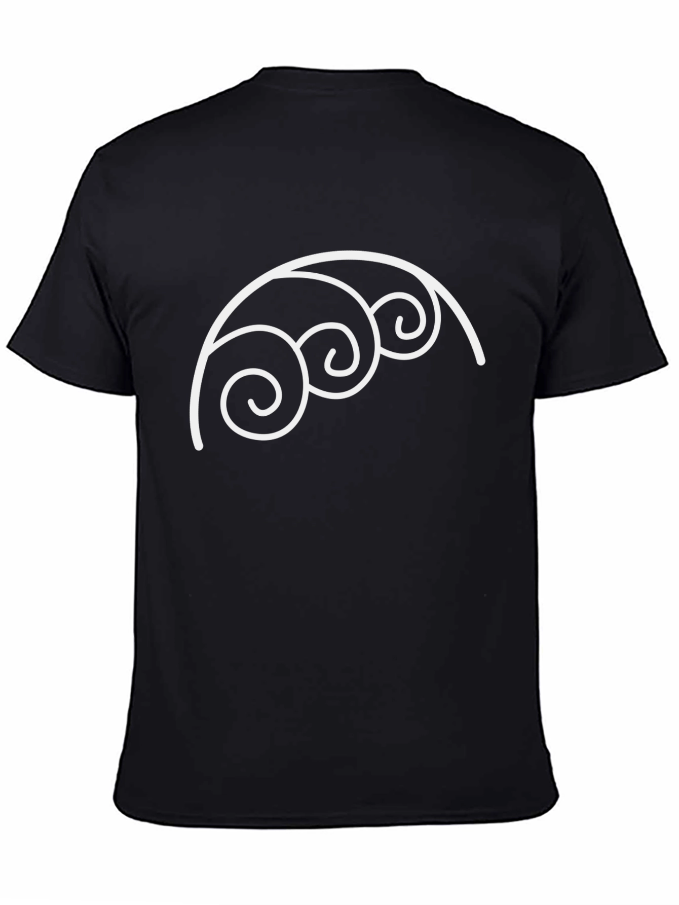 Minimalist Wave Design Black T-Shirt