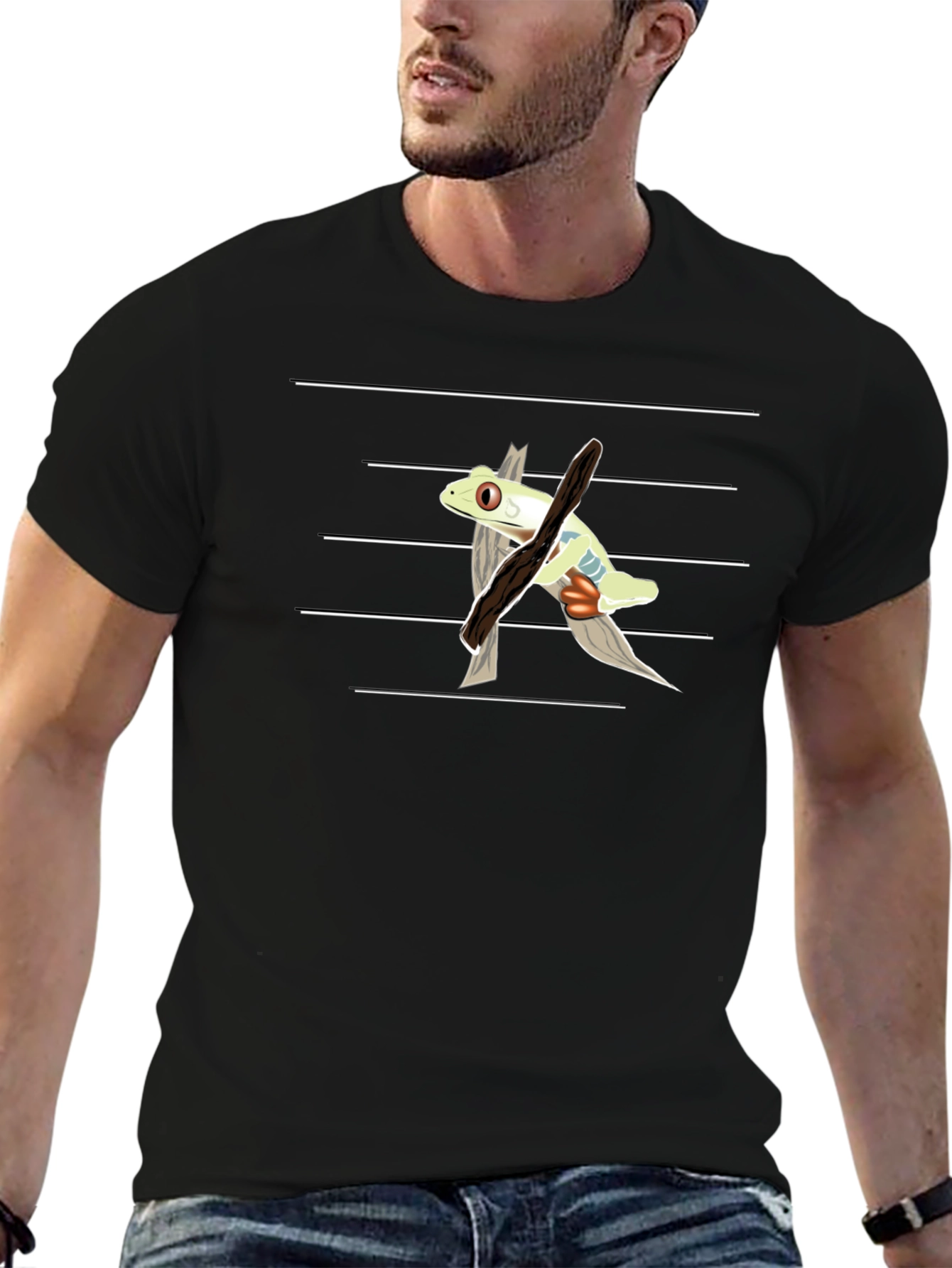Frog on Branch T-Shirt - Unique Graphic Tee