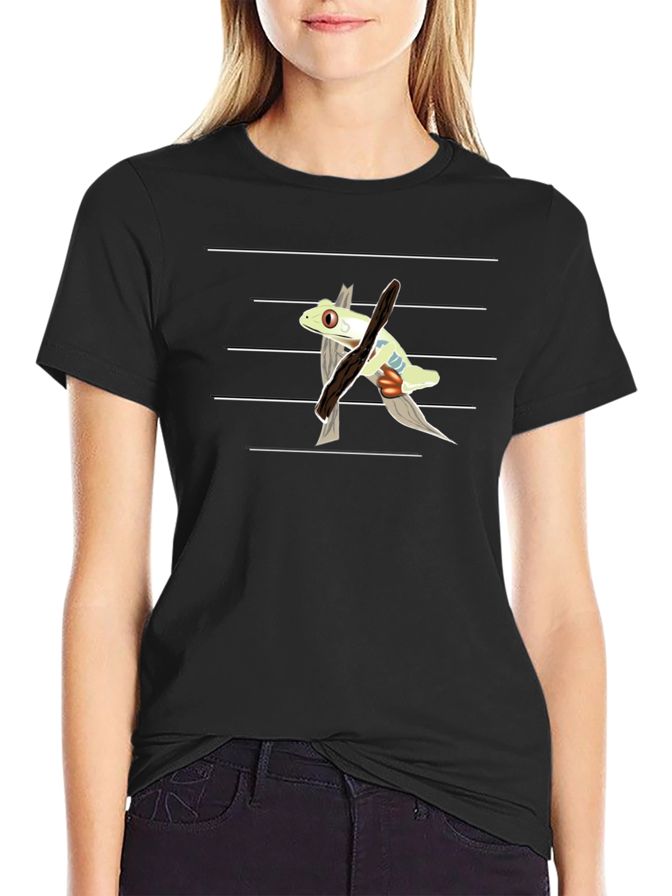 Frog on Branch T-Shirt - Unique Graphic Tee