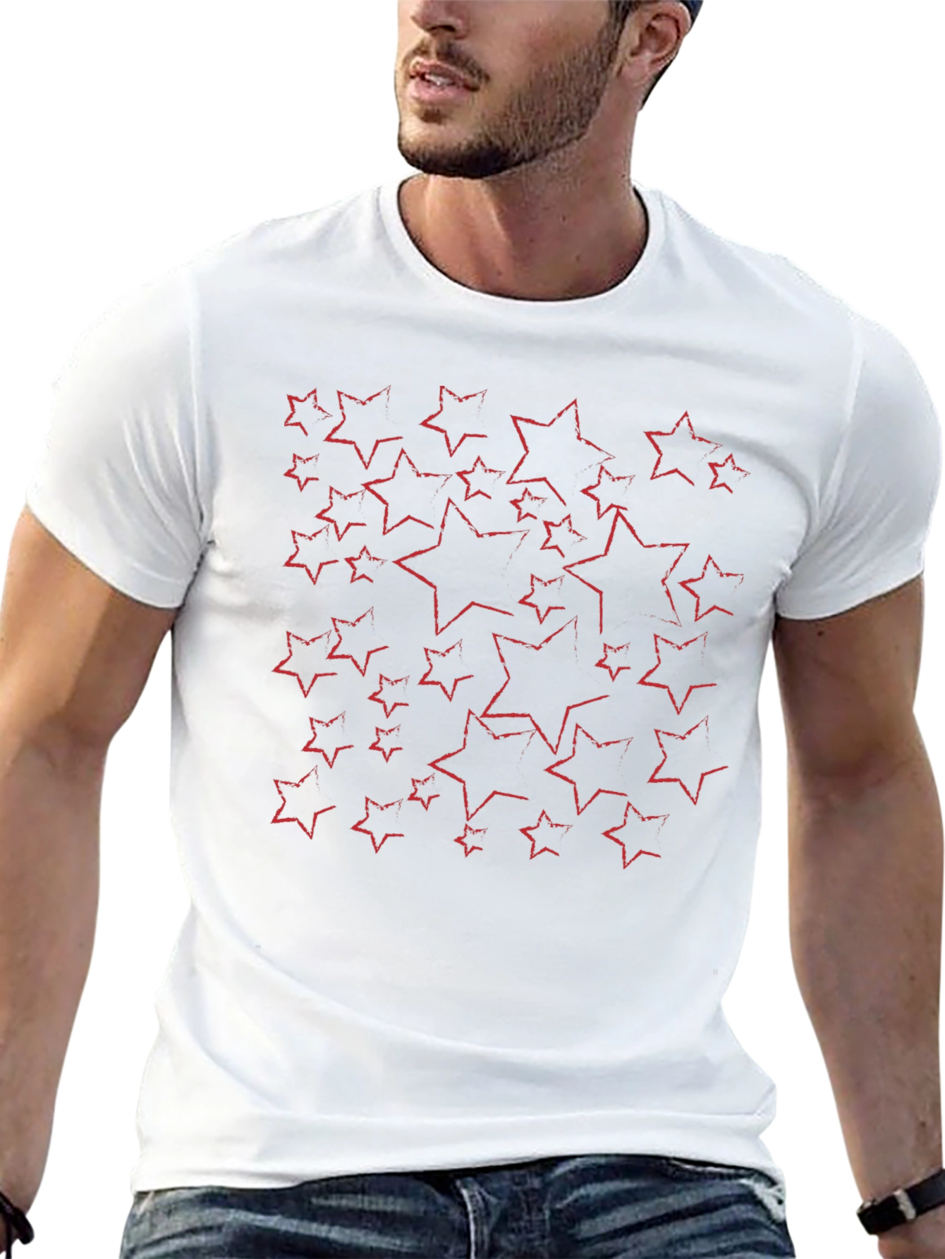 Star Pattern Black T-Shirt