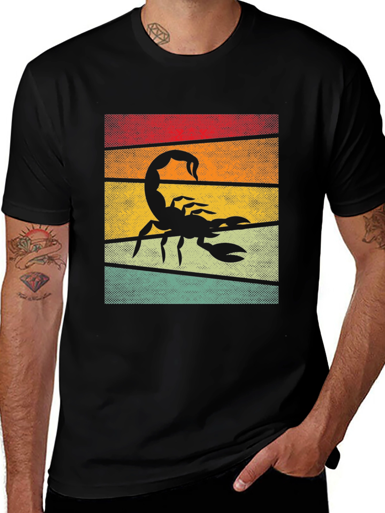 Retro Scorpion Graphic T-Shirt - Black