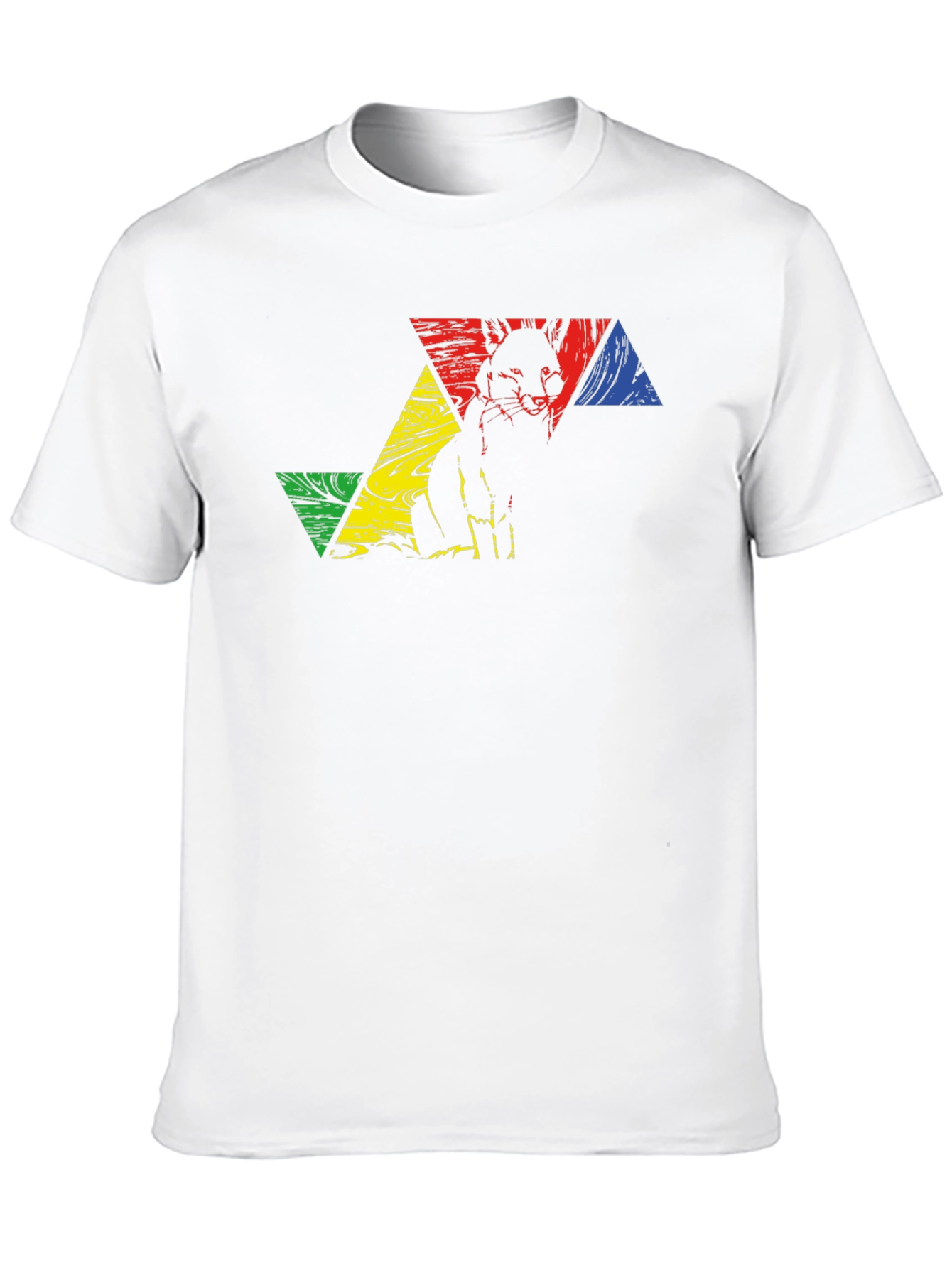 Geometric Fox Graphic Tee - Black Crew Neck