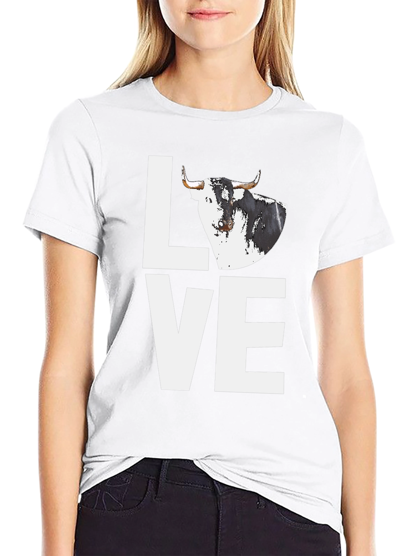 Bull Love Graphic Tee - Black Cotton Blend Shirt