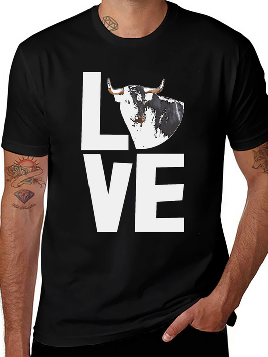 Bull Love Graphic Tee - Black Cotton Blend Shirt