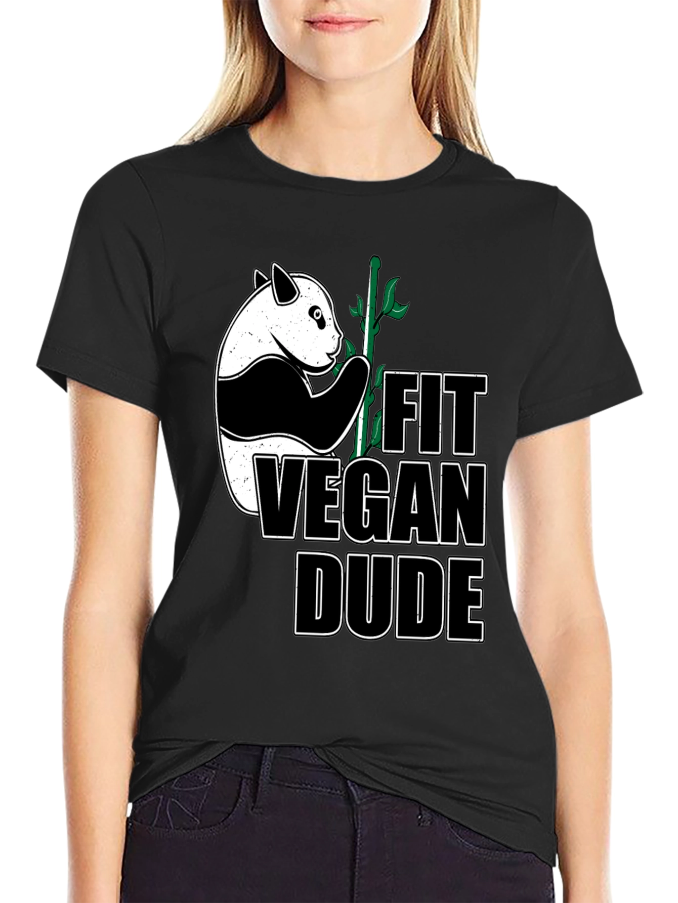 Fit Vegan Dude T-Shirt - Panda Design