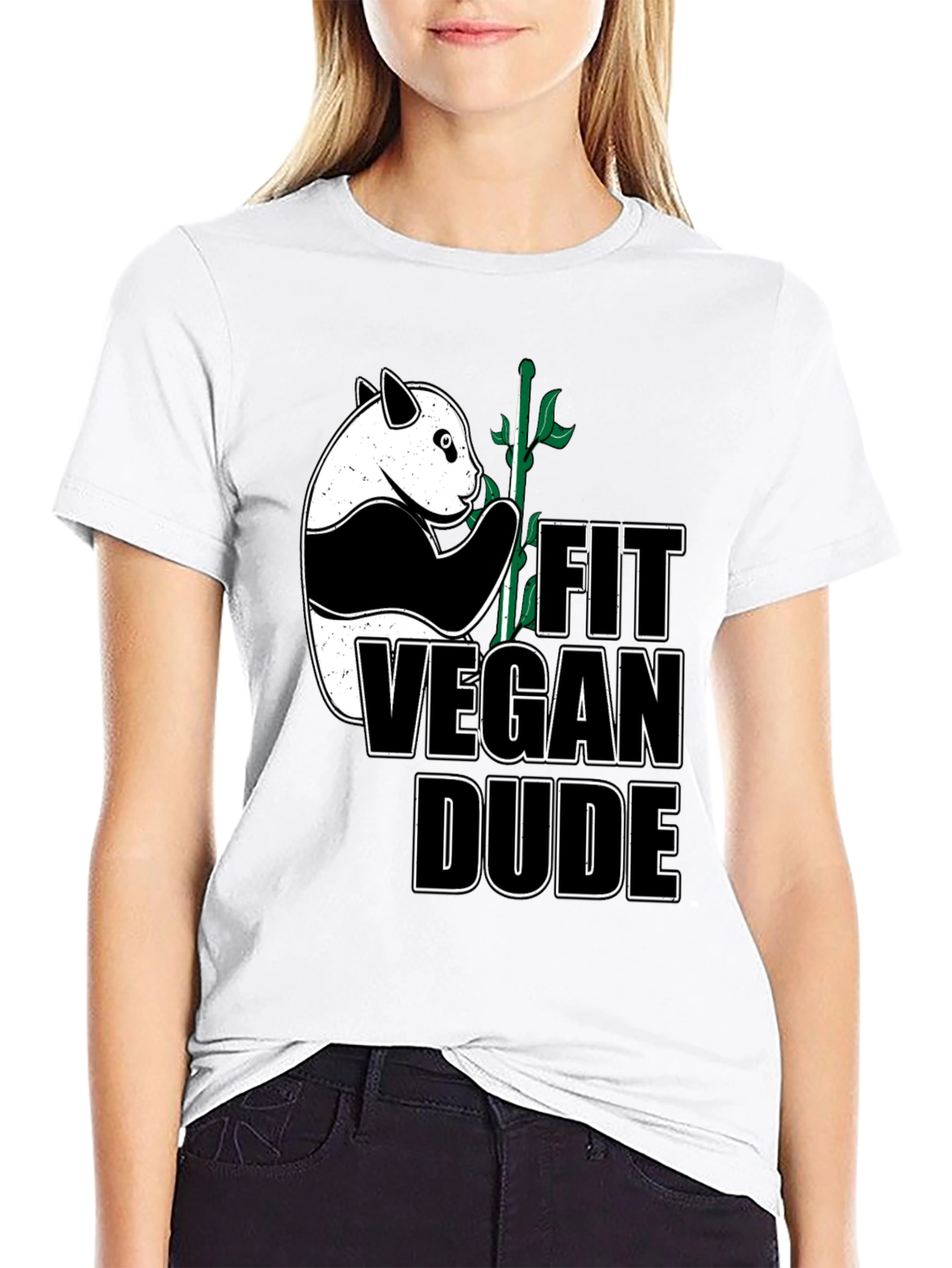 Fit Vegan Dude T-Shirt - Panda Design