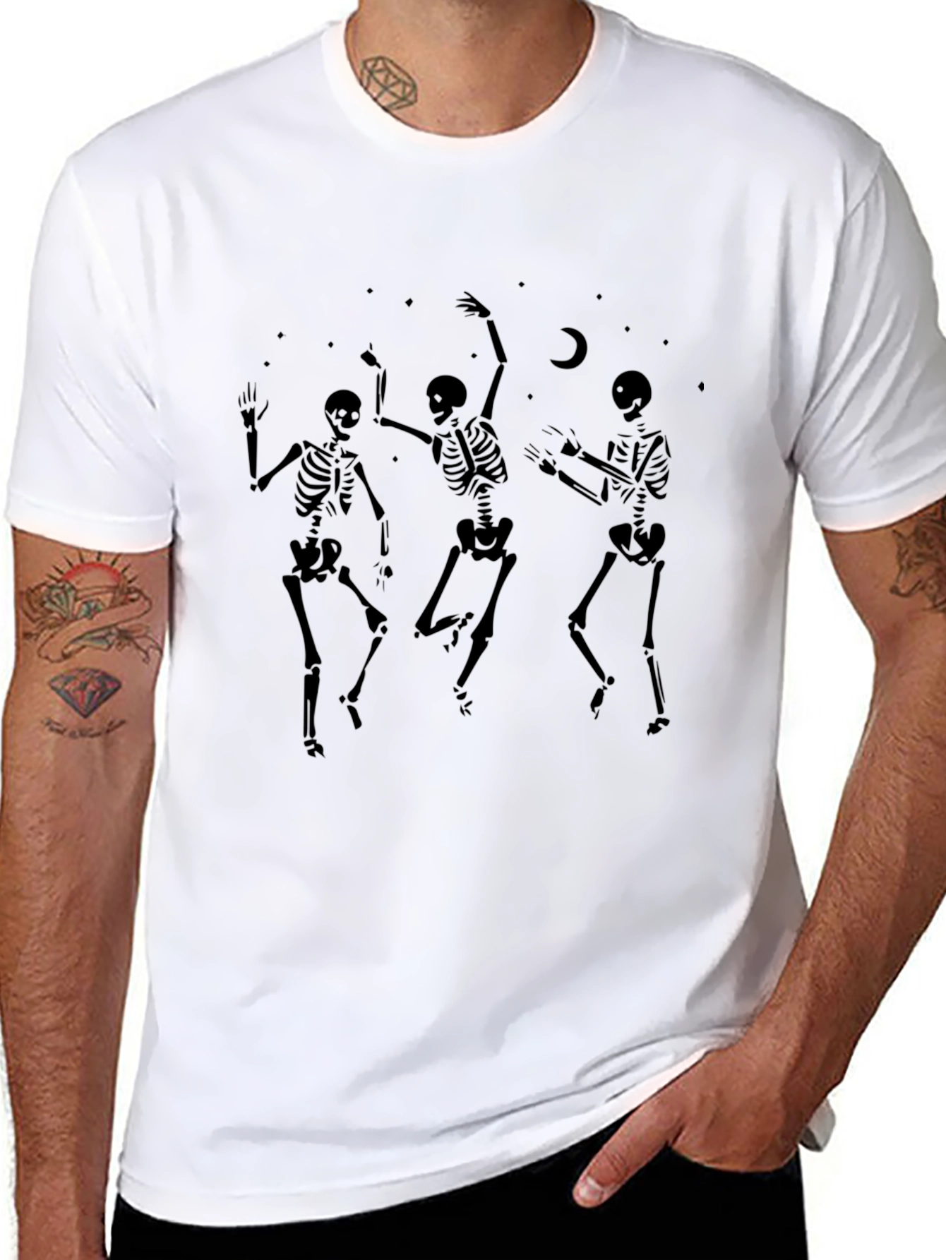 Dancing Skeletons Graphic T-Shirt - Black