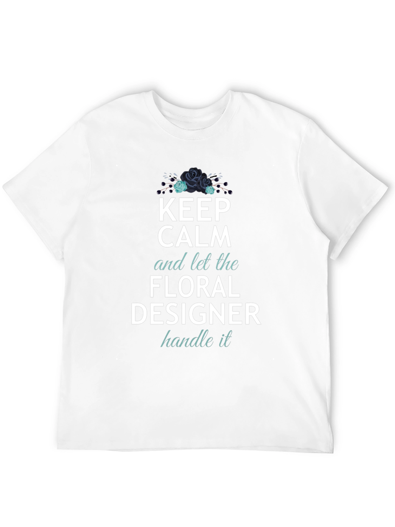 Keep Calm Floral Designer T-Shirt - Black