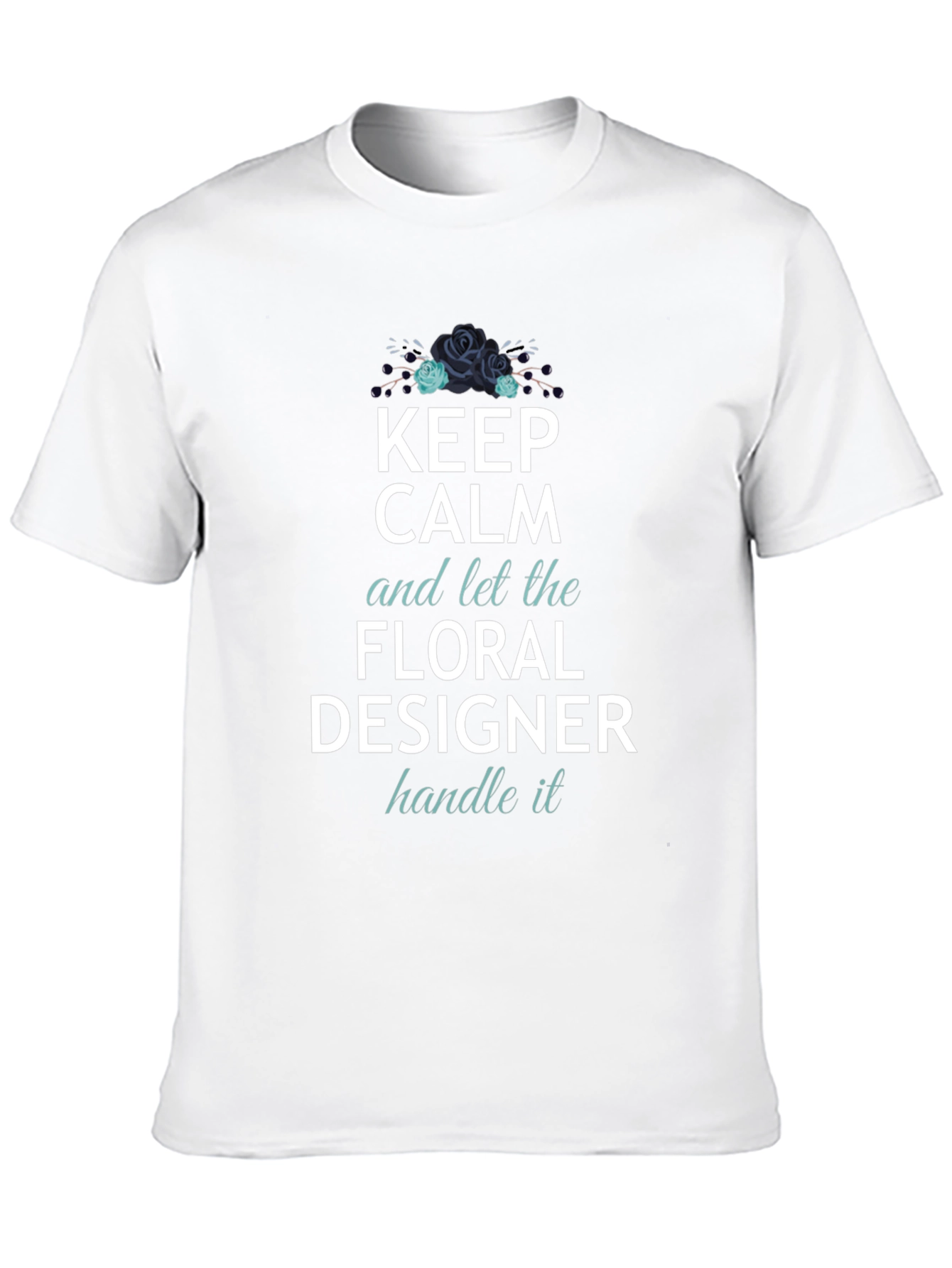 Keep Calm Floral Designer T-Shirt - Black