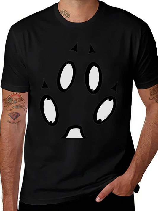 Unique Cartoon Face Black T-Shirt
