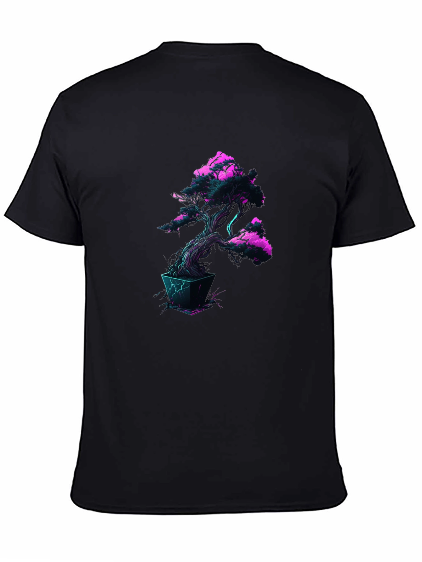 Cyberpunk Bonsai Tree Black T-Shirt