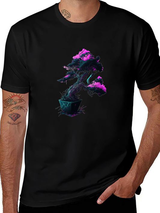 Cyberpunk Bonsai Tree Black T-Shirt