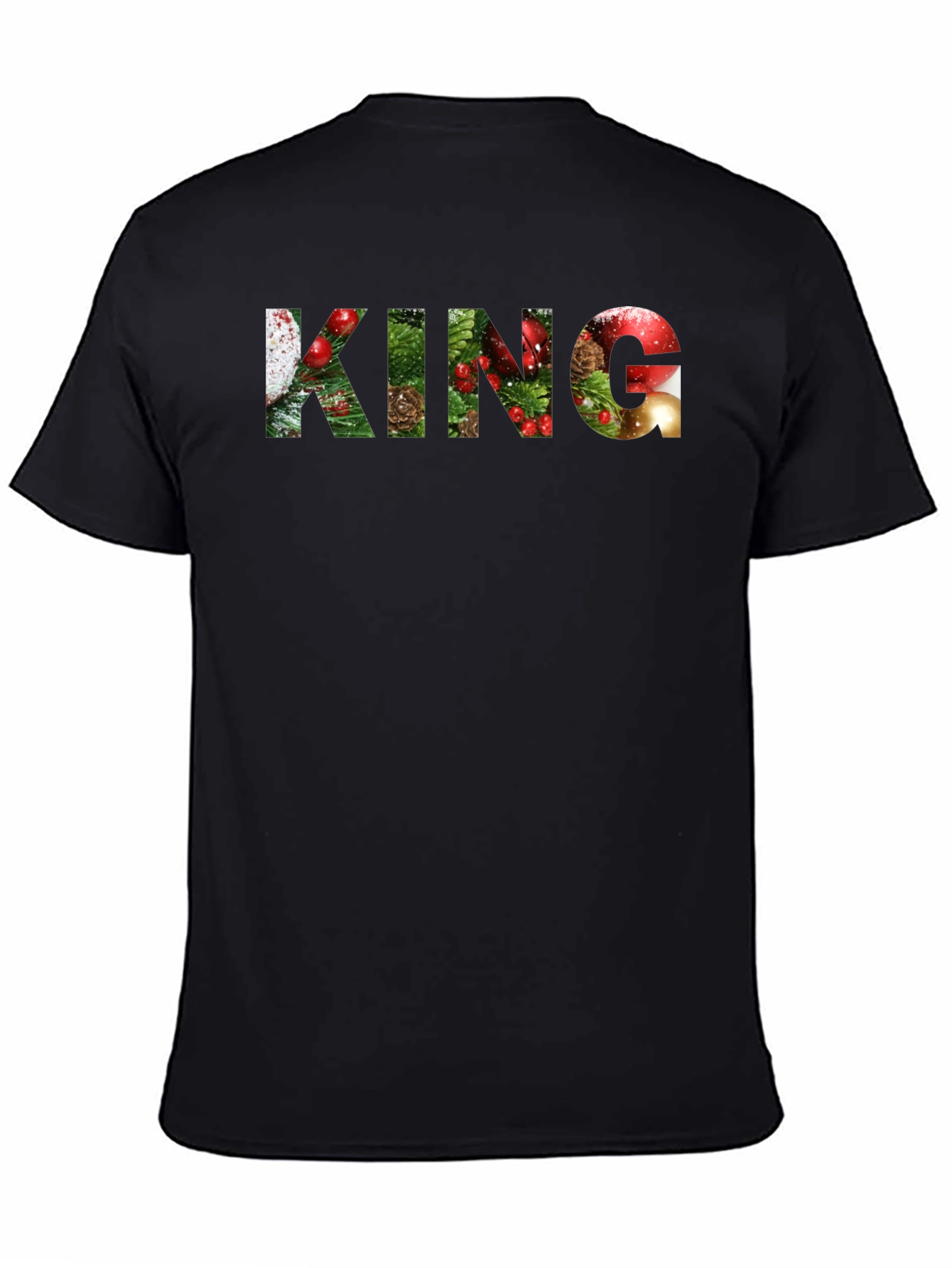 Festive KING Graphic Print Black T-Shirt