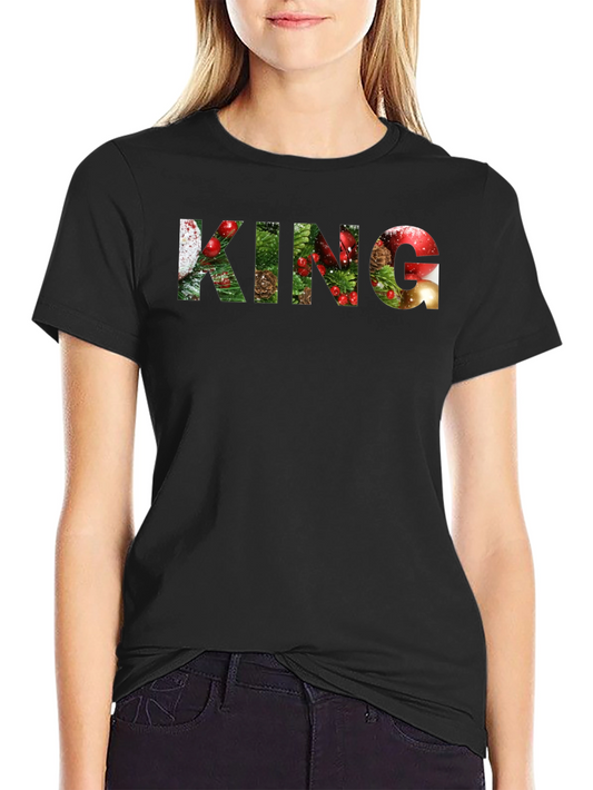 Festive KING Graphic Print Black T-Shirt