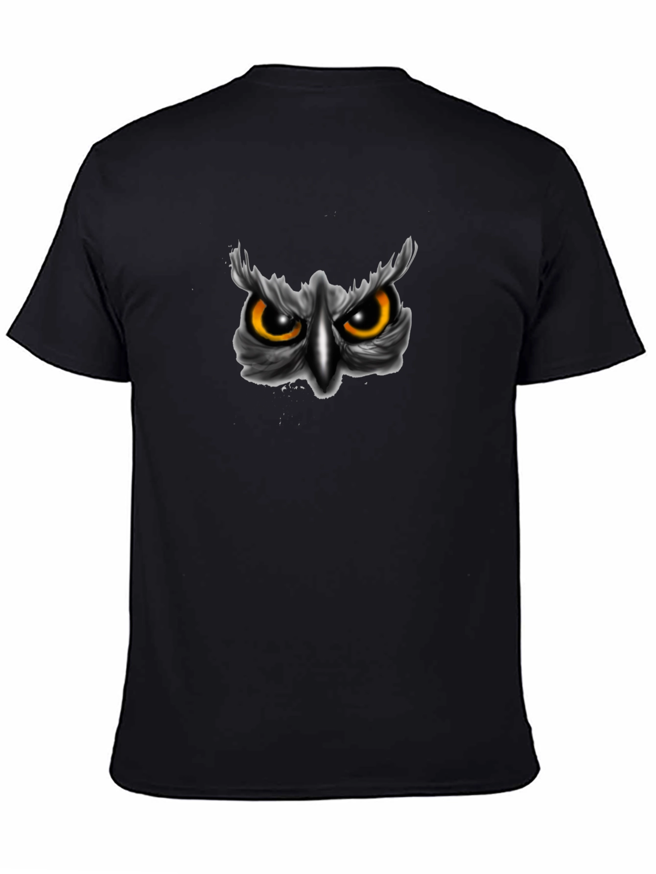 Mens Black Owl Eyes Graphic T-Shirt