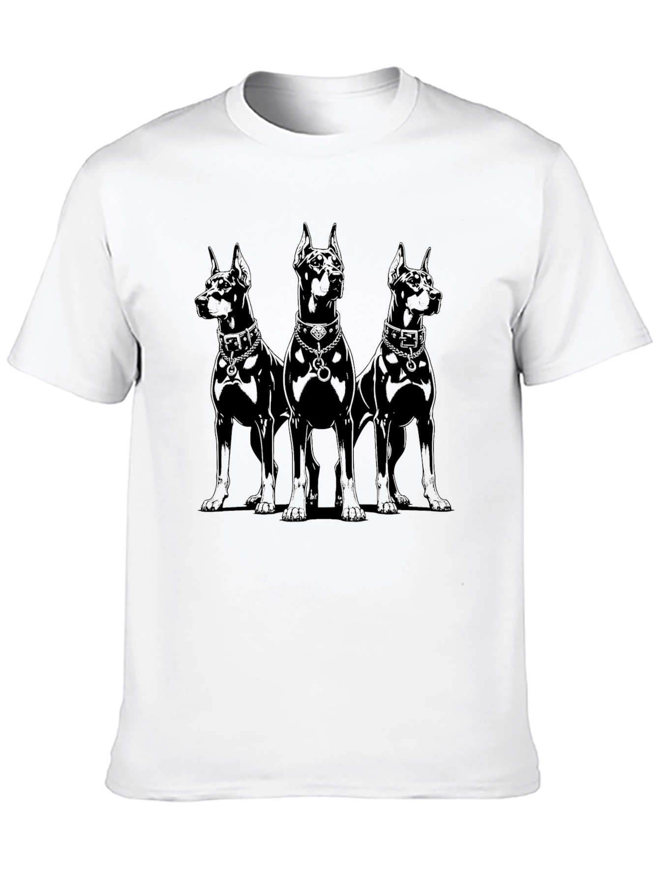 Doberman Trio Black T-Shirt - Canine Cool