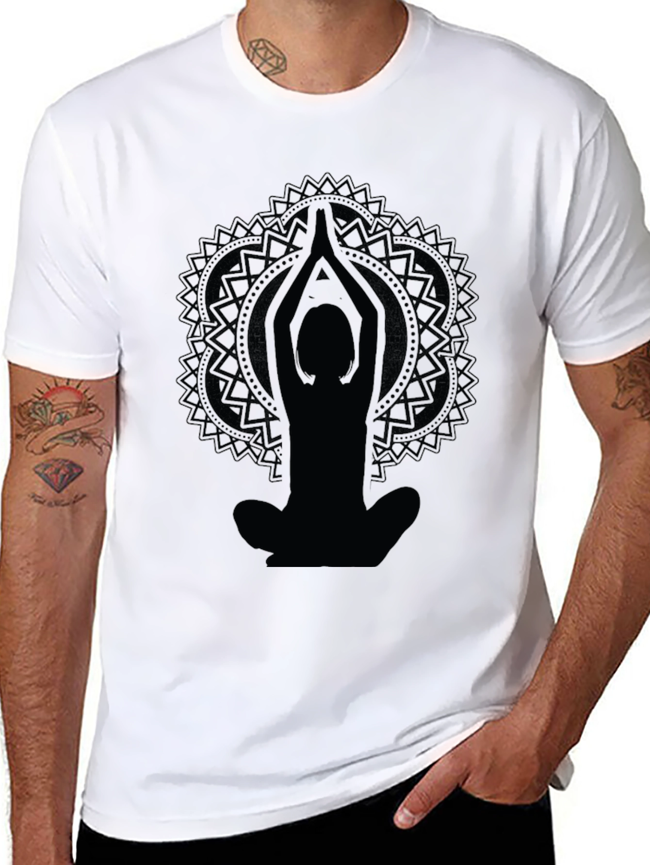 Yoga Mandala Graphic Tee - Mens Black T-Shirt