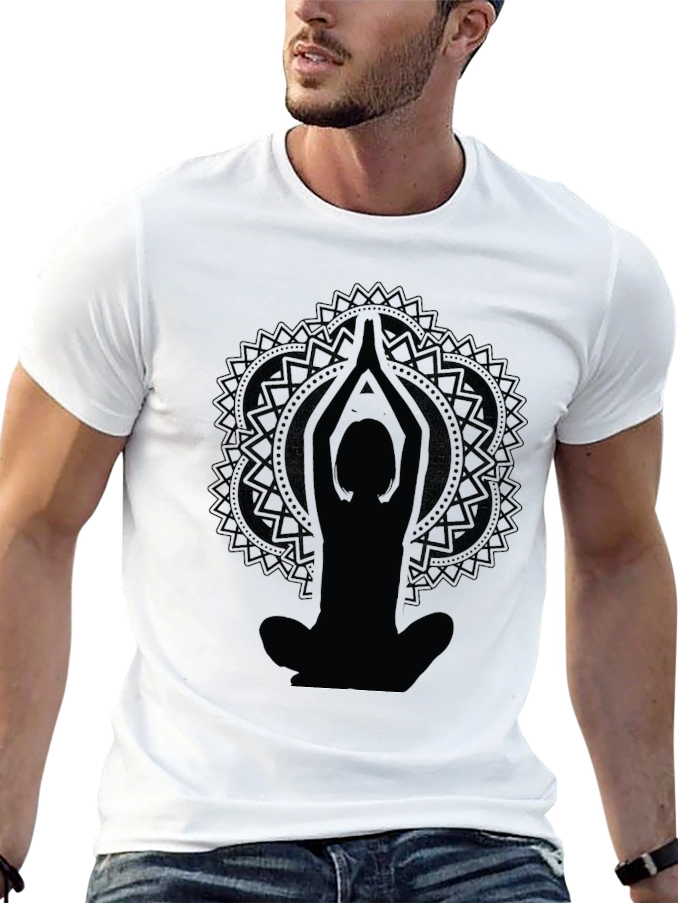 Yoga Mandala Graphic Tee - Mens Black T-Shirt