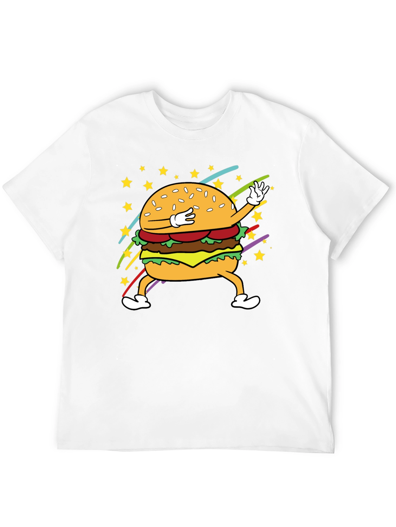 Dabbing Burger Graphic Tee - Black Cotton T-Shirt