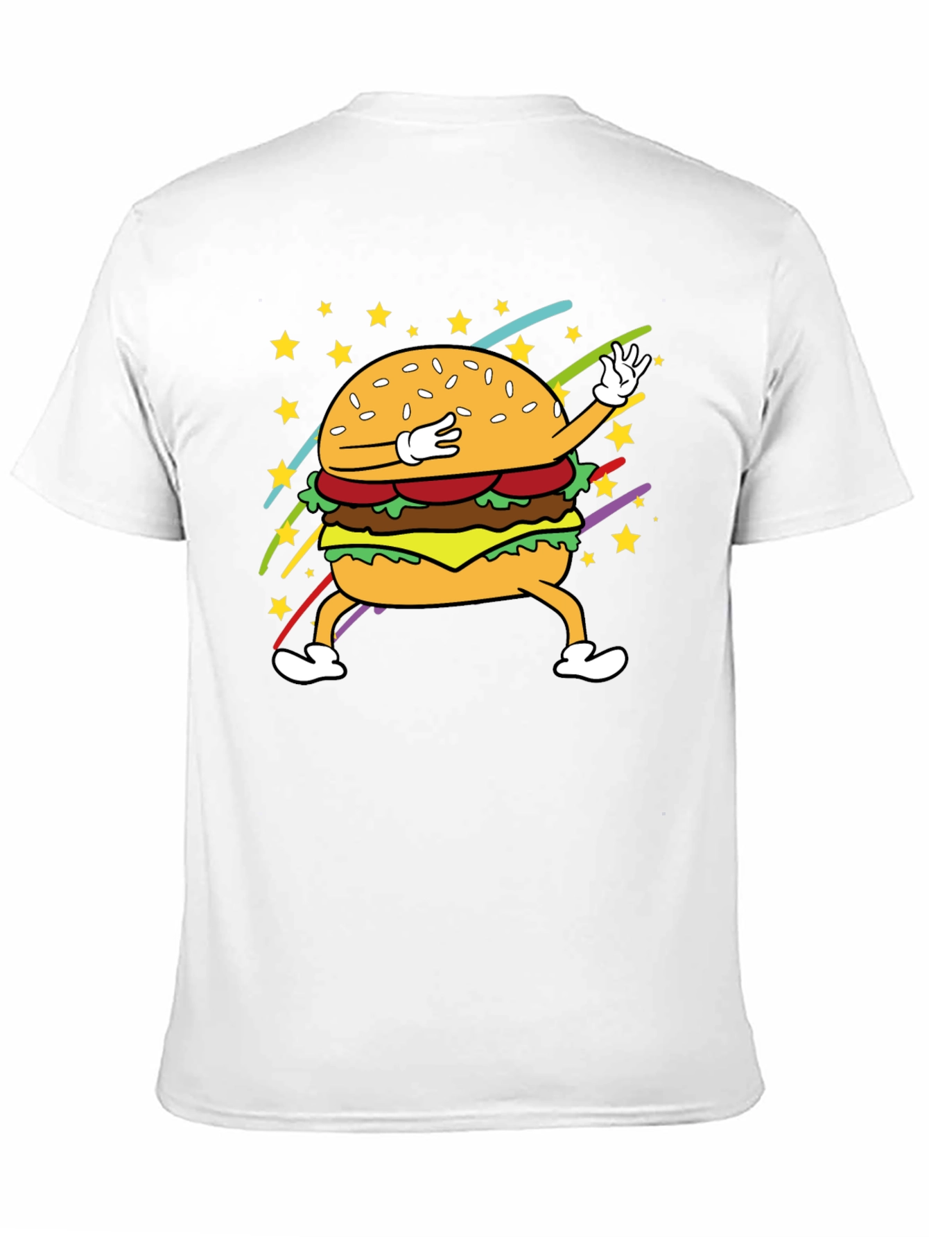 Dabbing Burger Graphic Tee - Black Cotton T-Shirt