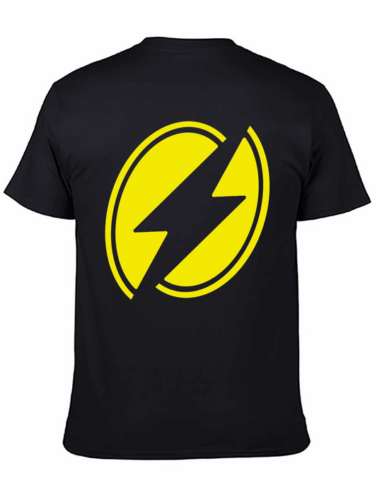 Black T-Shirt with Yellow Lightning Bolt Design