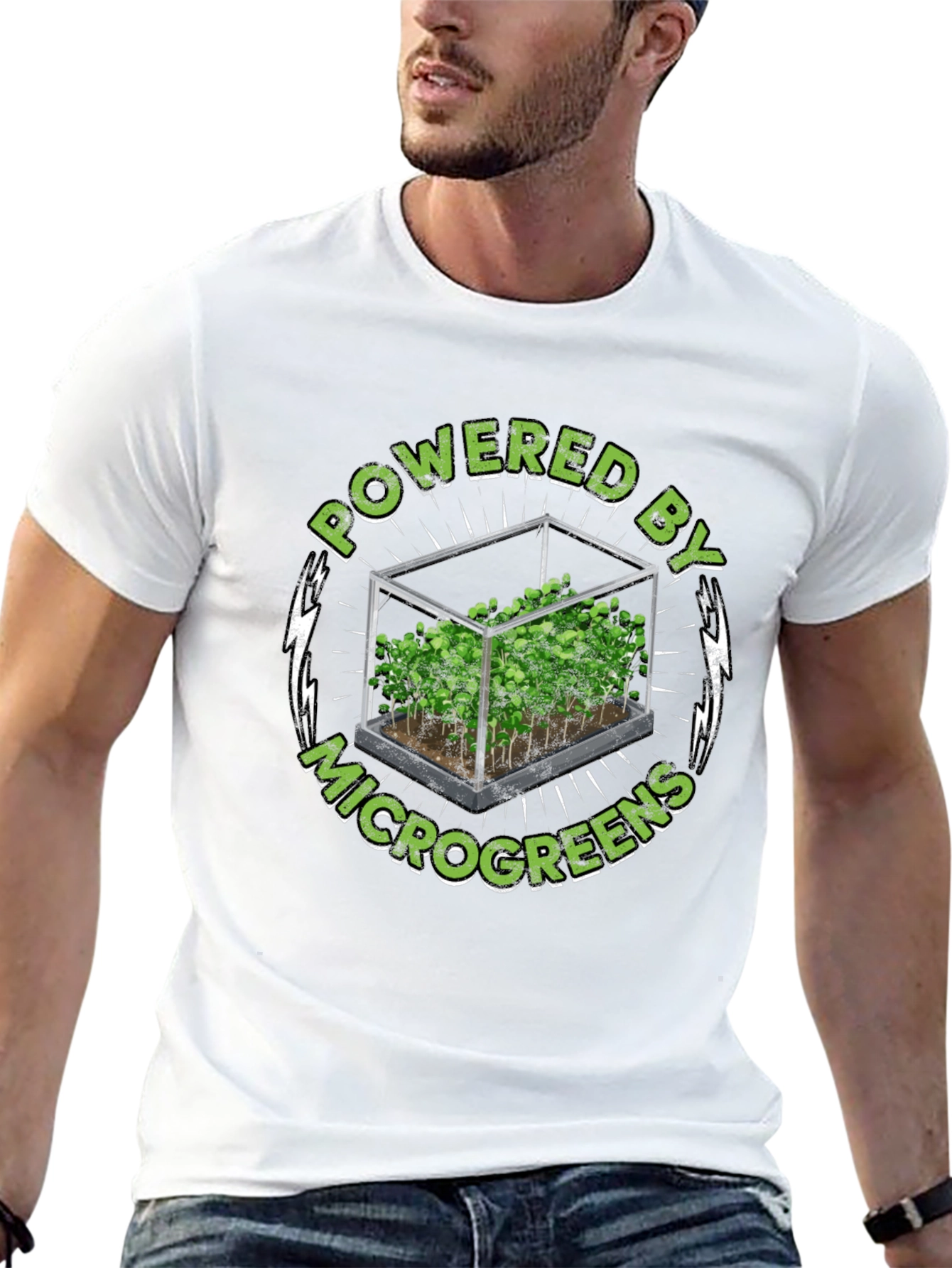 Powered by Microgreens T-Shirt - Eco-Friendly Design