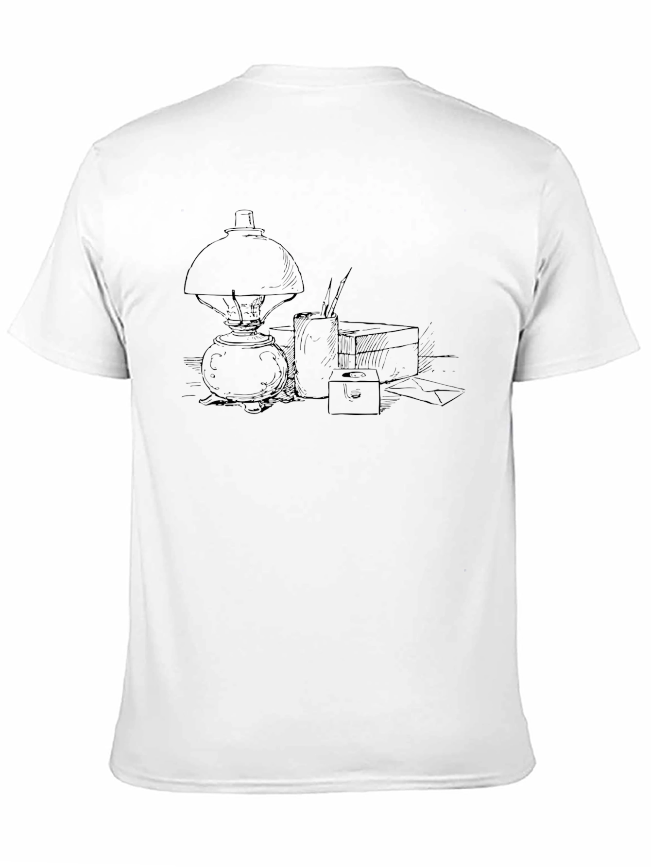 Black T-Shirt with Ink Drawing Design