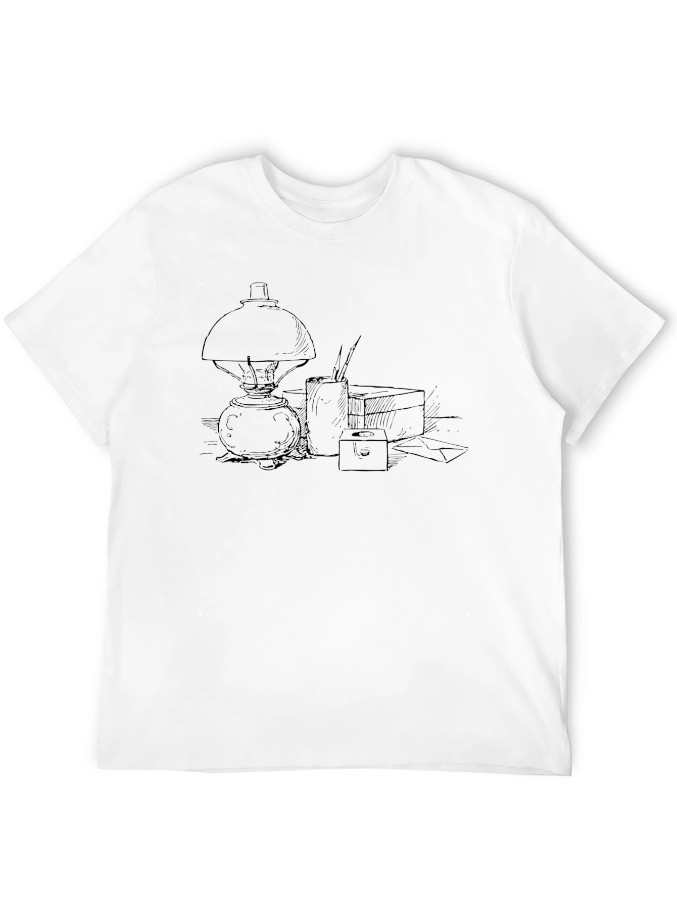 Black T-Shirt with Ink Drawing Design
