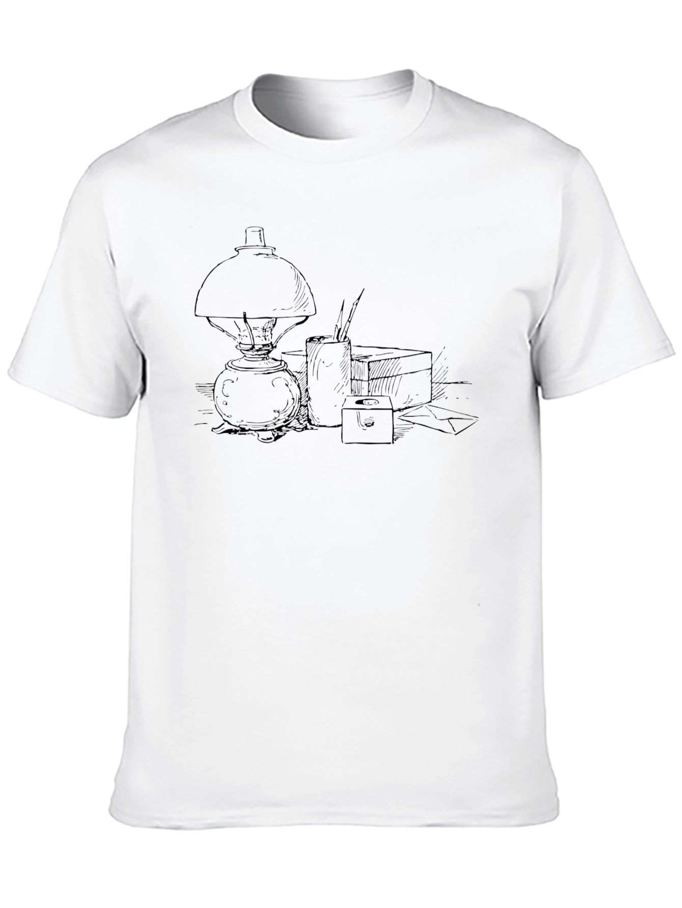 Black T-Shirt with Ink Drawing Design