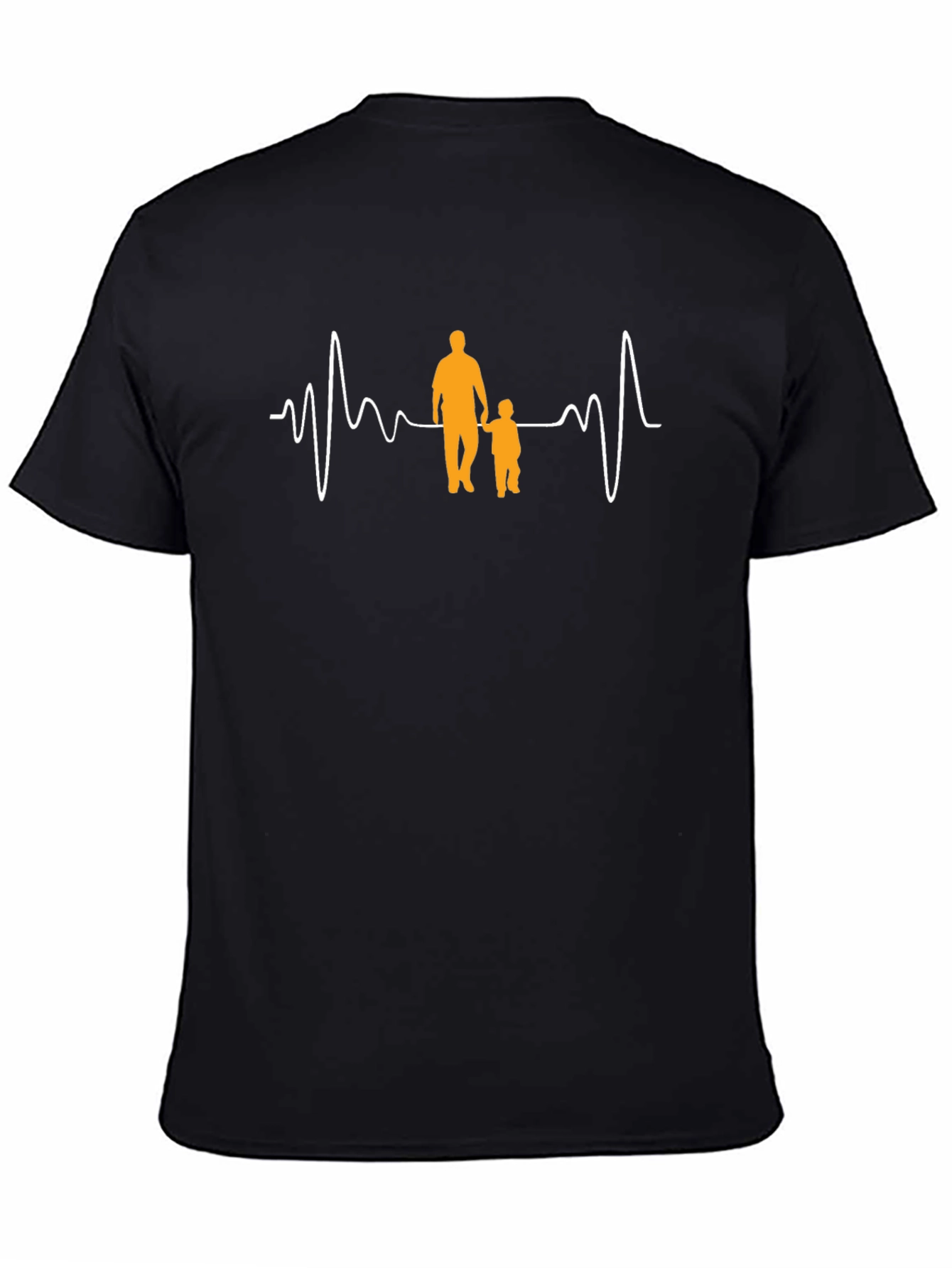 Father & Child Heartbeat T-Shirt - Black