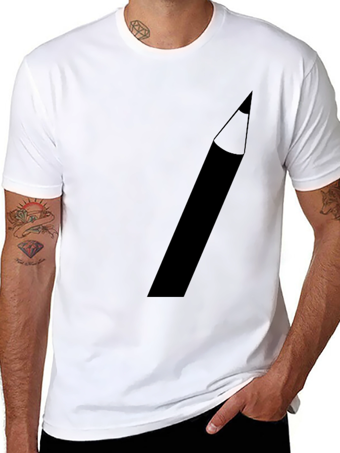 Pencil Graphic Black T-Shirt - Casual Style
