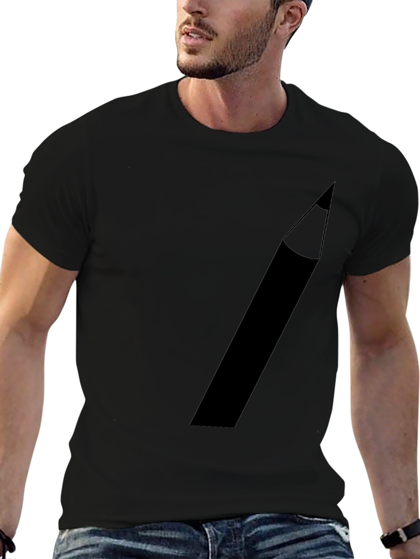 Pencil Graphic Black T-Shirt - Casual Style