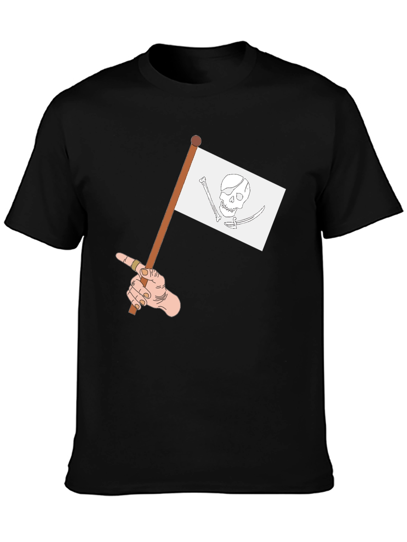 Pirate Flag Graphic Tee - Casual Black T-Shirt