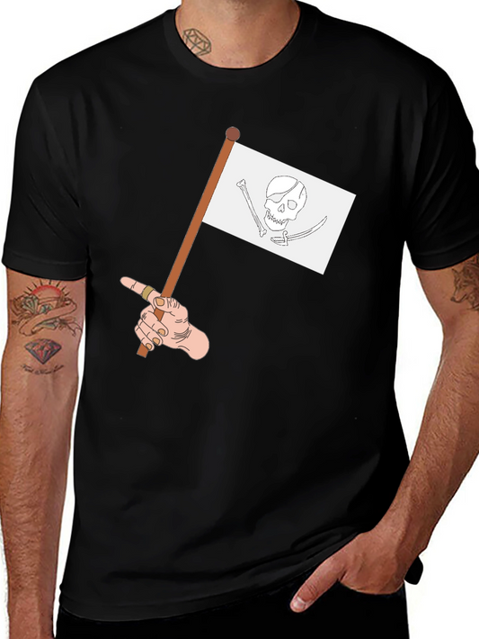 Pirate Flag Graphic Tee - Casual Black T-Shirt