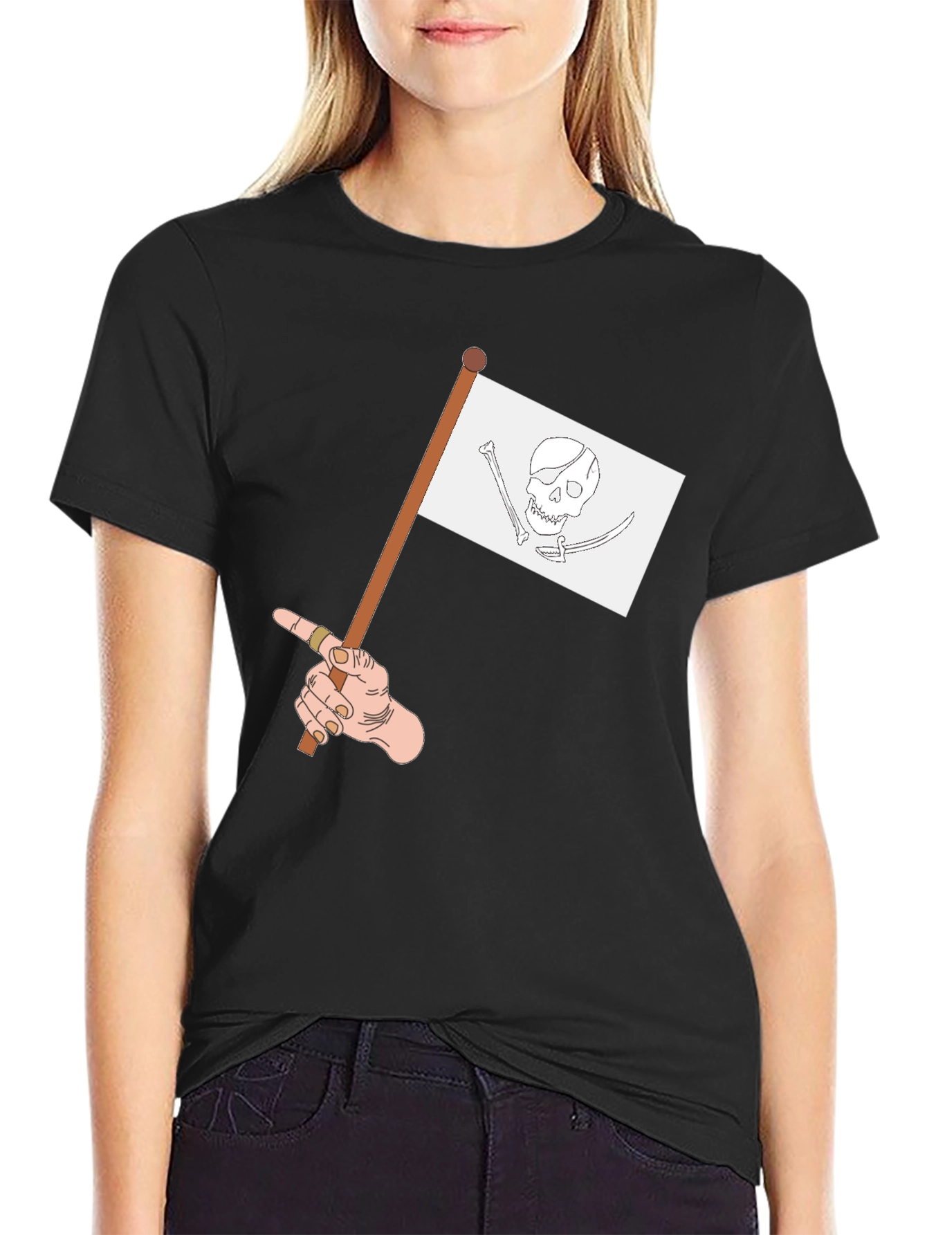 Pirate Flag Graphic Tee - Casual Black T-Shirt