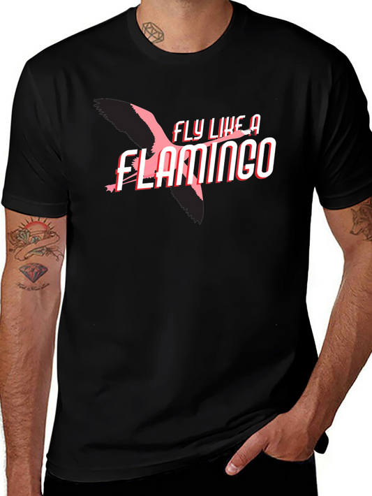 Fly Like a Flamingo Graphic Tee - Black