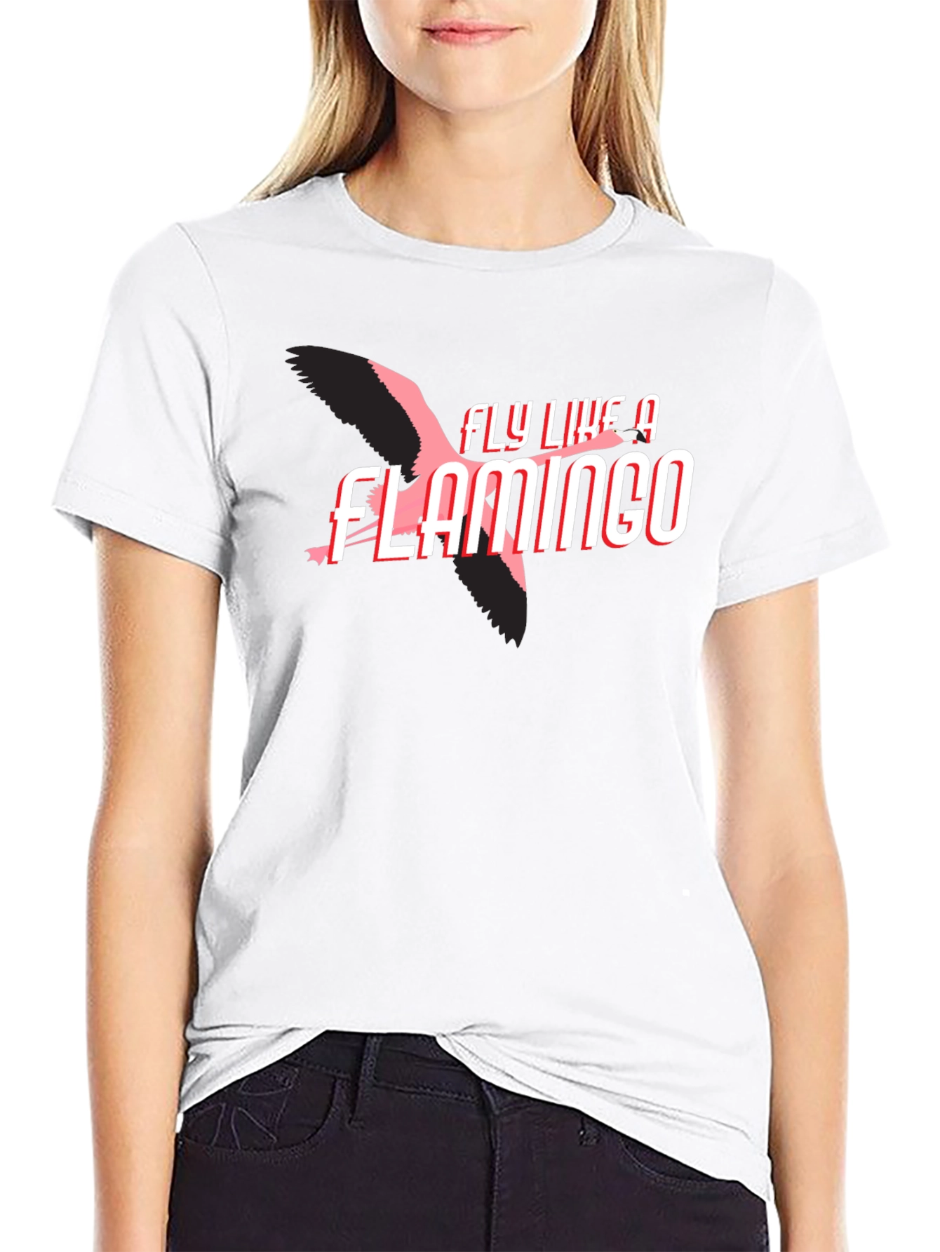 Fly Like a Flamingo Graphic Tee - Black