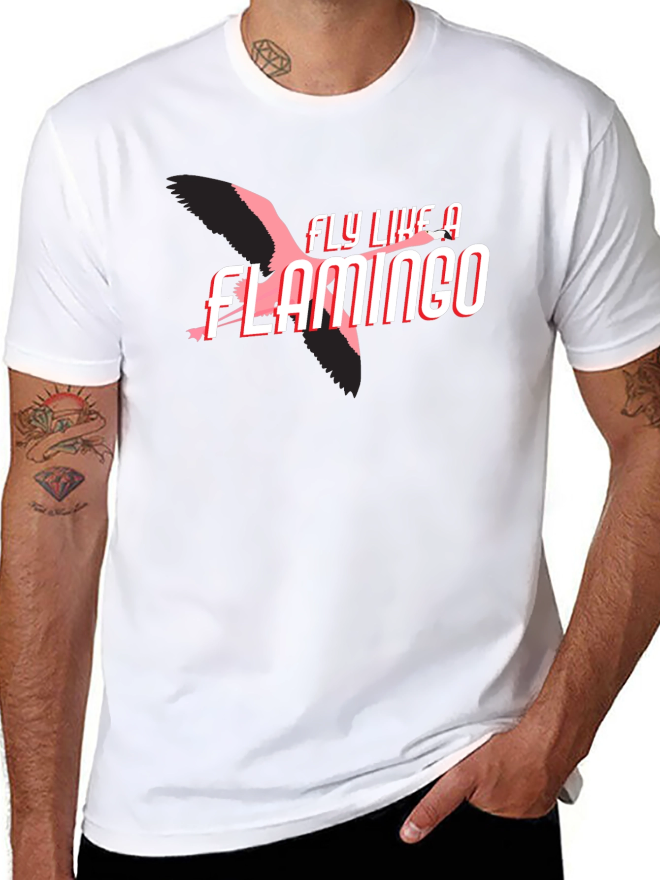 Fly Like a Flamingo Graphic Tee - Black
