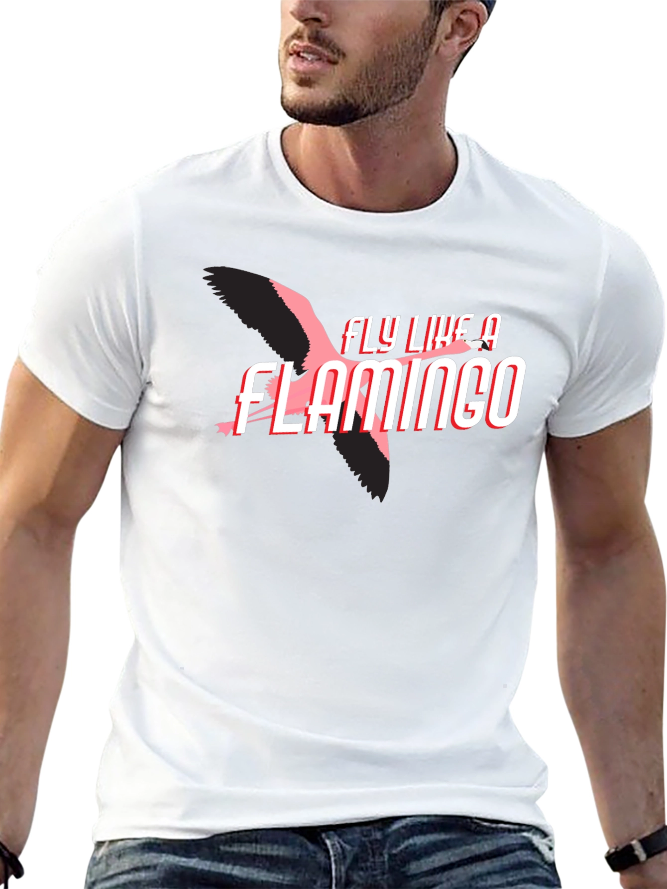 Fly Like a Flamingo Graphic Tee - Black