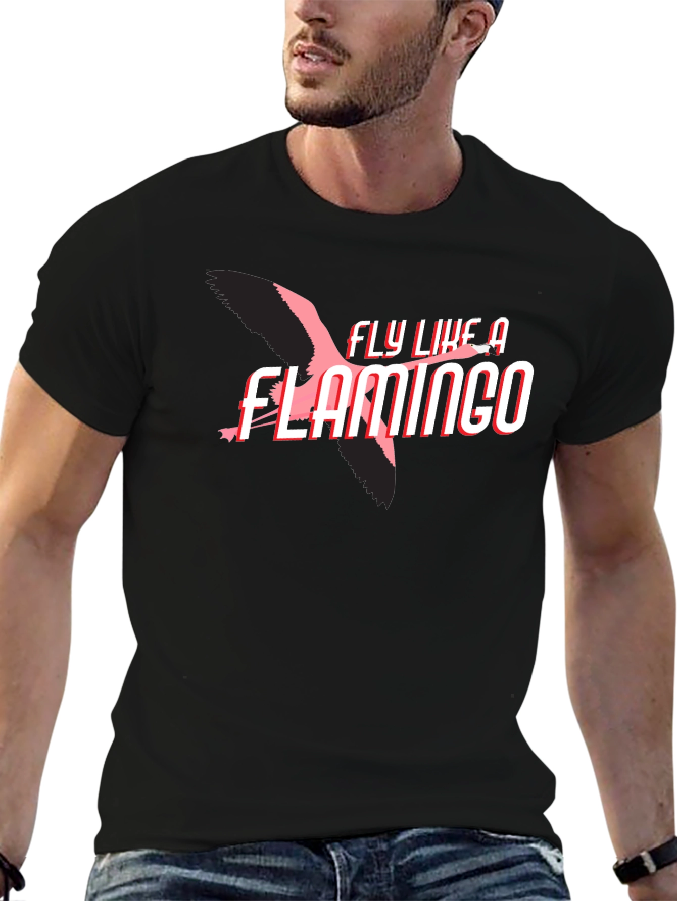 Fly Like a Flamingo Graphic Tee - Black