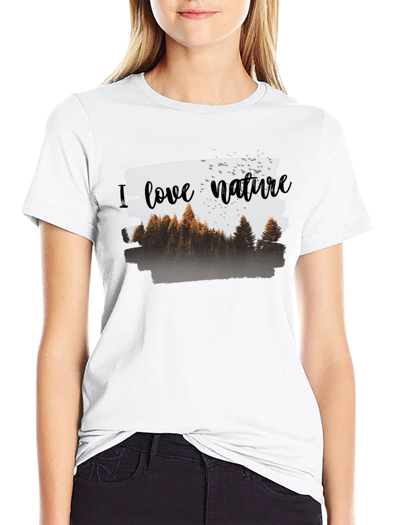 I Love Nature Graphic T-Shirt - Black Cotton Tee