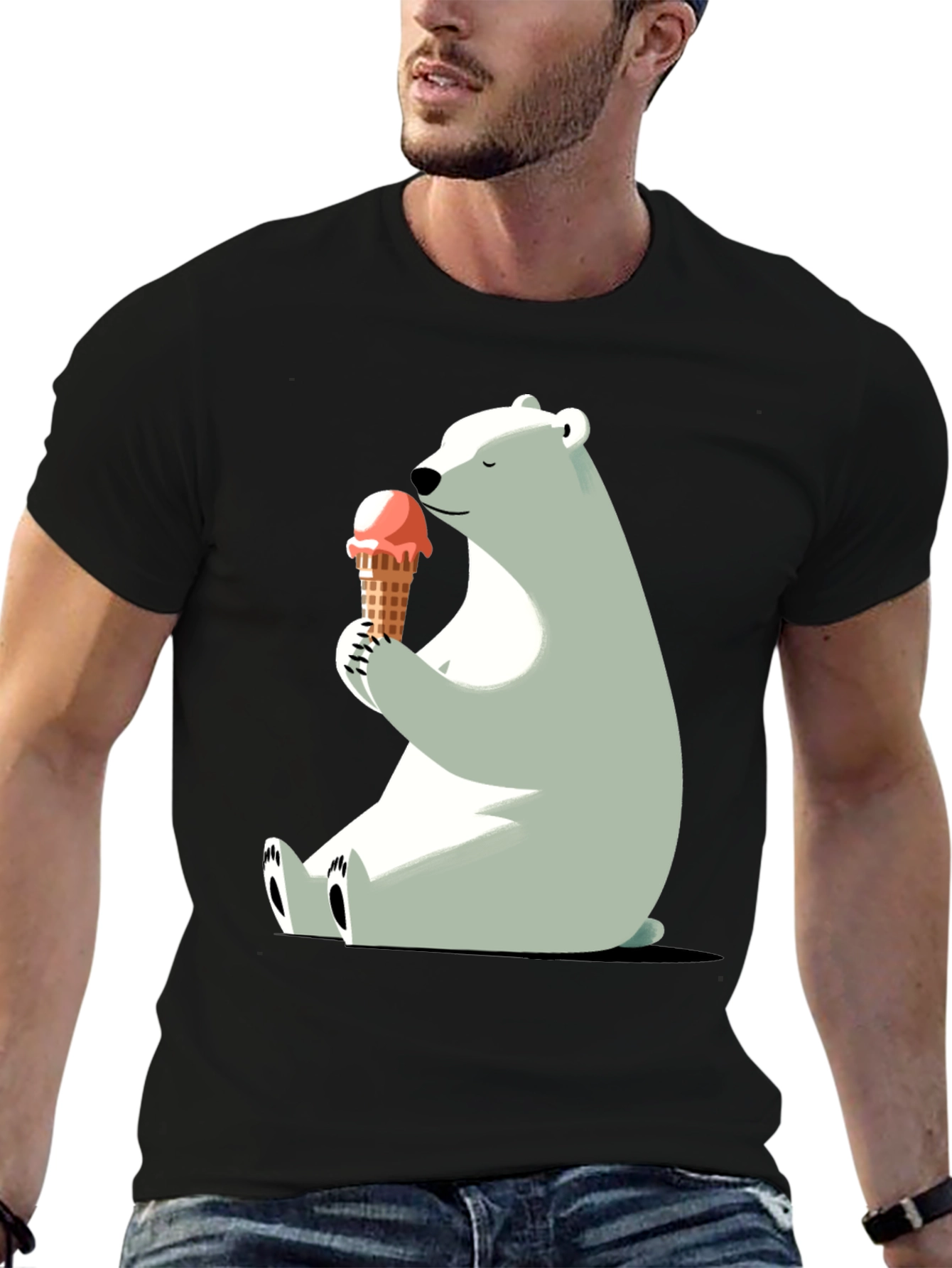 Polar Bear Ice Cream Graphic T-Shirt
