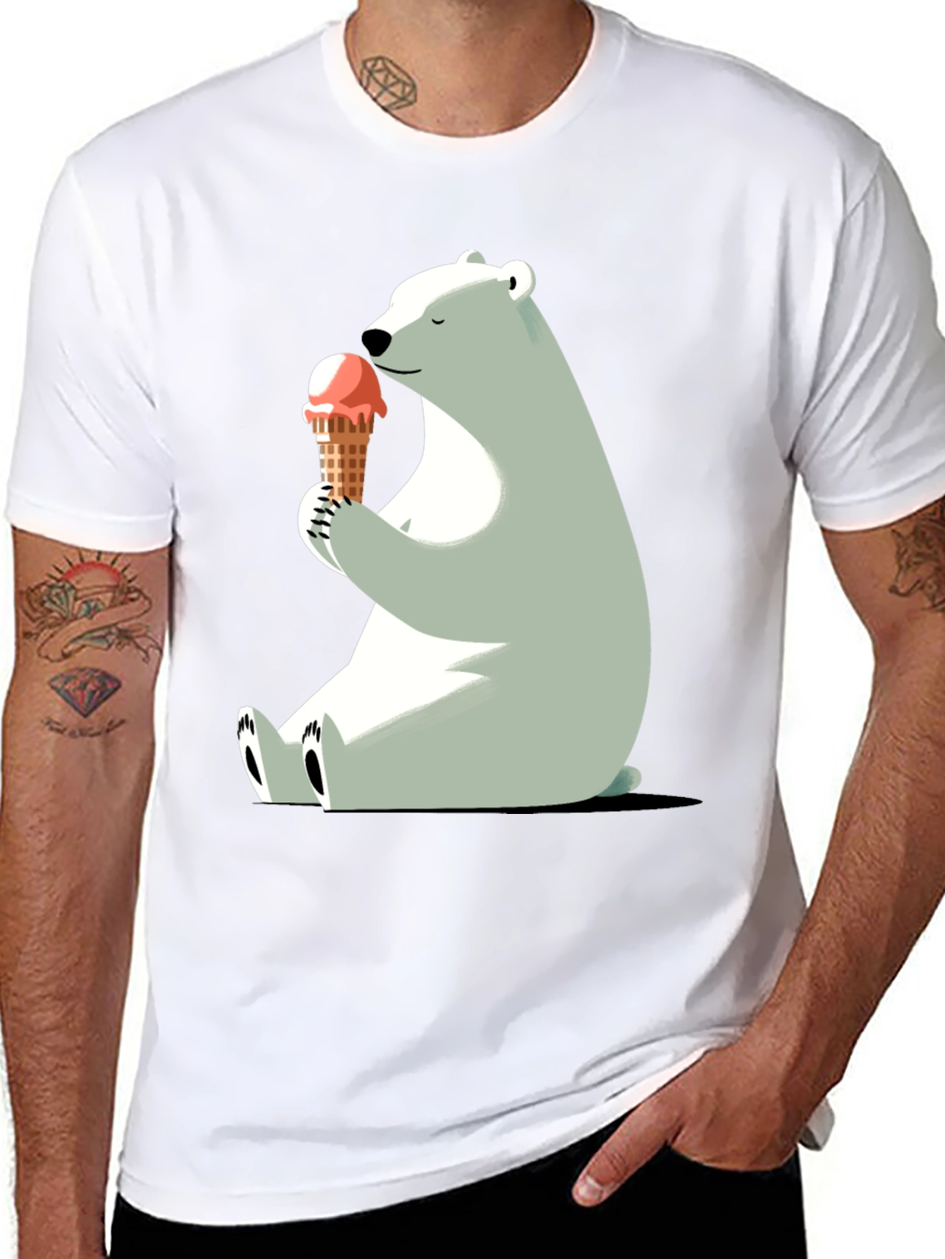 Polar Bear Ice Cream Graphic T-Shirt