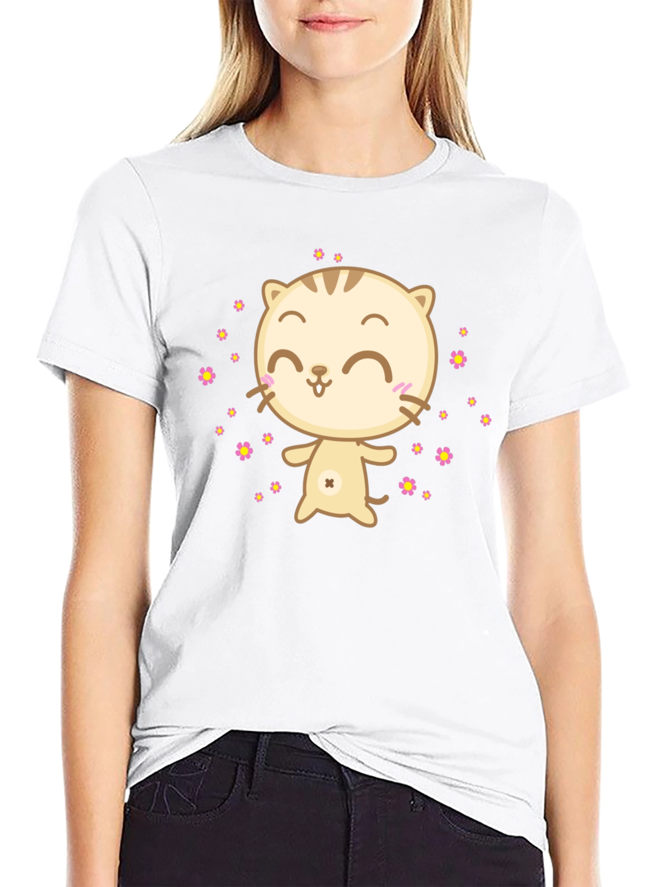 Cute Cat T-Shirt - Black Graphic Tee
