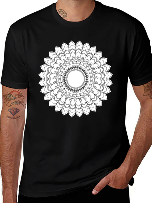Black T-Shirt with Mandala Design